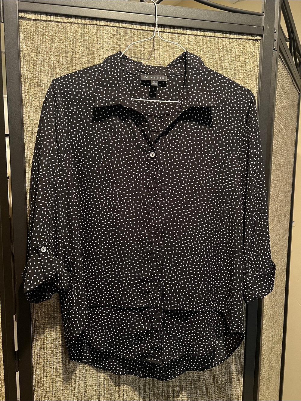 Black Polka Dot Button-Up Shirt - N Touch - Size Med